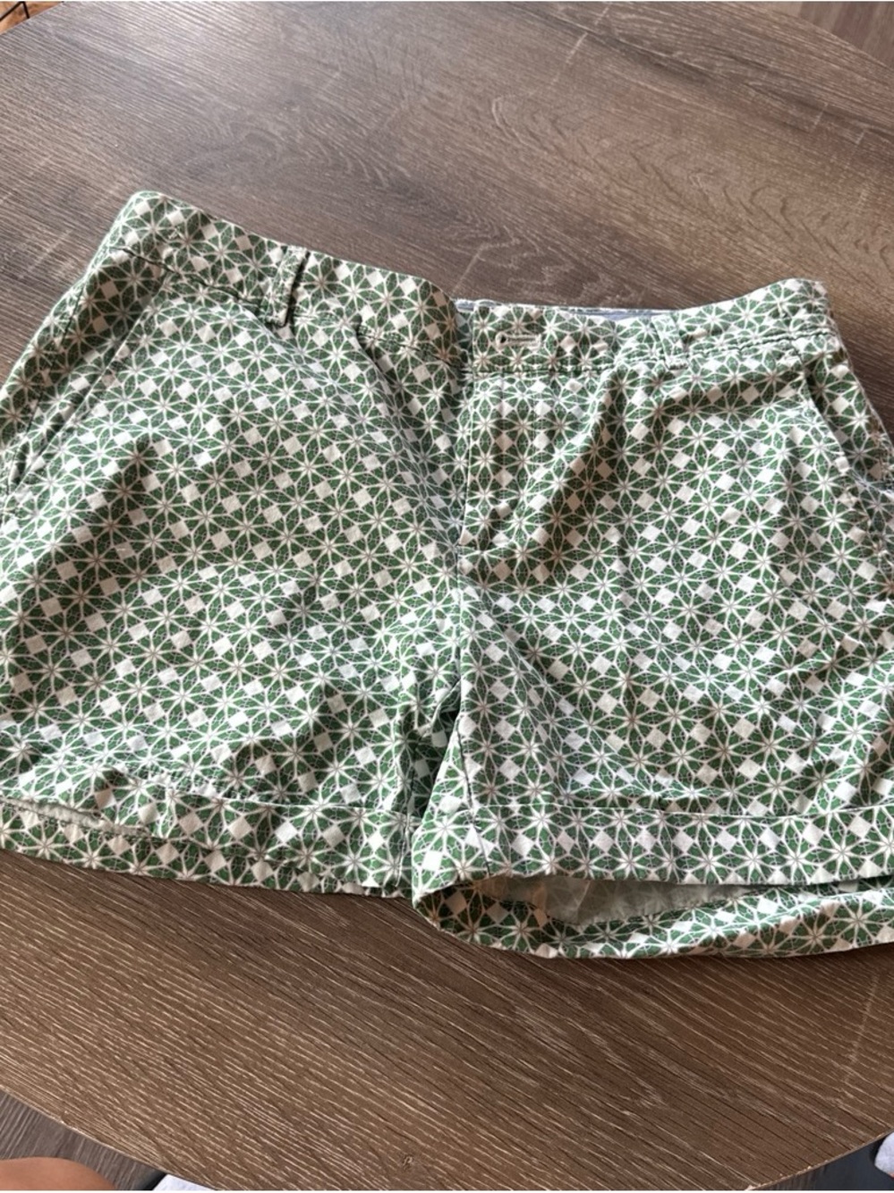 Banana Republic Green Geometric Print Bermuda Shorts